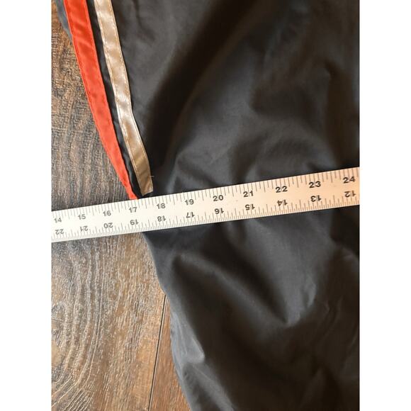 VTG AMF Harley Davidson Biker Pants Men Black Orange Racing Stripe Snow Bibs S/M - Picture 8 of 13